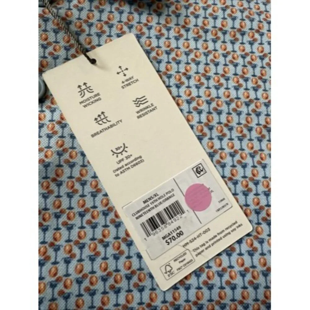 Walter Hagen Men's Clubhouse 19th Hole Golf Polo Nineteenth Blue/Orange Size XL - Picture 8 of 13